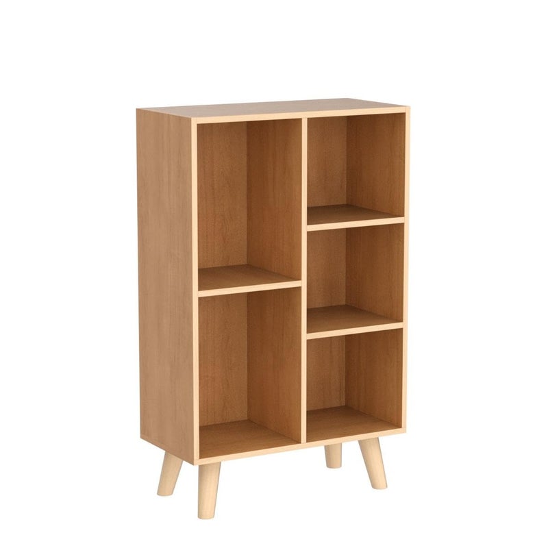 IOTXY Wooden Open Shelf Bookcase - 3-Tier Floor Standing Display Cabinet Rack with Legs, 5 Cubes Bookshelf, Bright Blue - Image 4